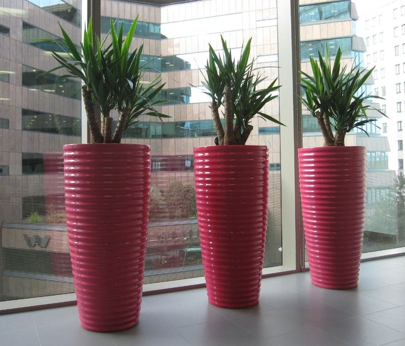 Funky Spin containers in Hot Pink look superb in this office breakout area