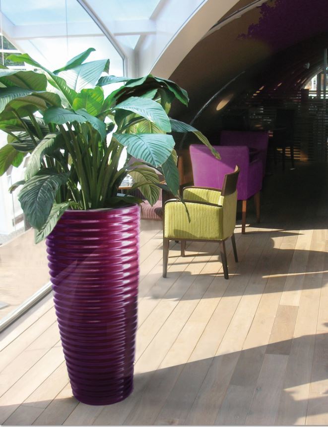 Groovy Spin plant pot in this sunny Nottingham rooftop office breakout area