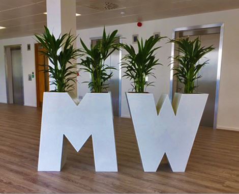 Alphabet Plant Displays for this West Midlands office Reception