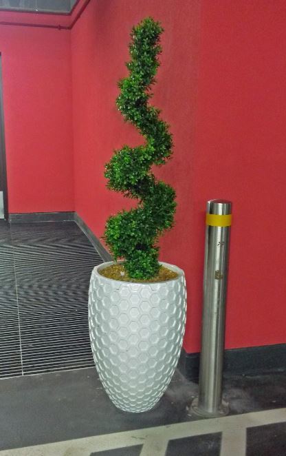 Artificial Spiral Buxus Tree planted into a Honeycomb planter