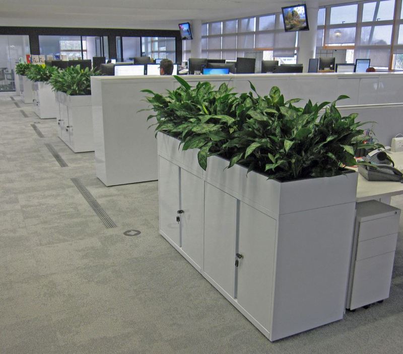 Bisley Magna cabinets with built in planters were used in these open plan offices in Oxford