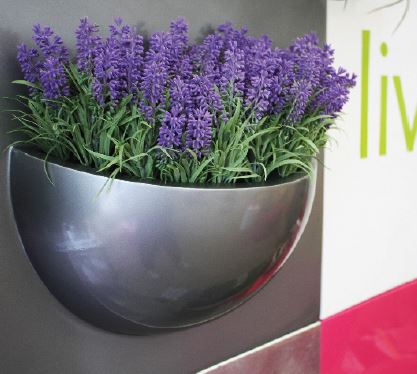 Plant pocket planted with artificial lavender