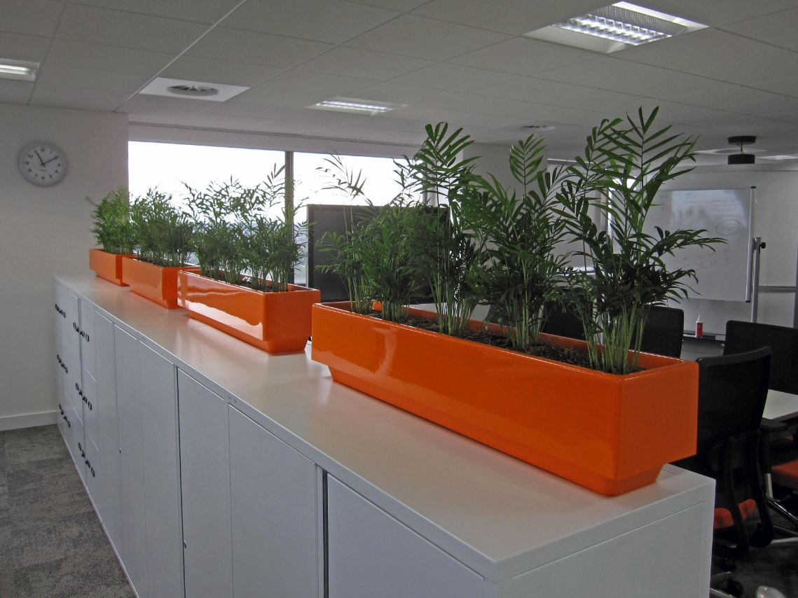 Retro 1970s orange cabinet top plant displays