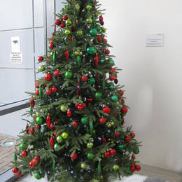 Rented Christmas Tree In Red & Green For This Birmingham Reception