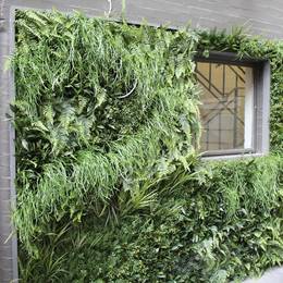 Artificial Green Wall with Realistic Mixed Foliage Planting