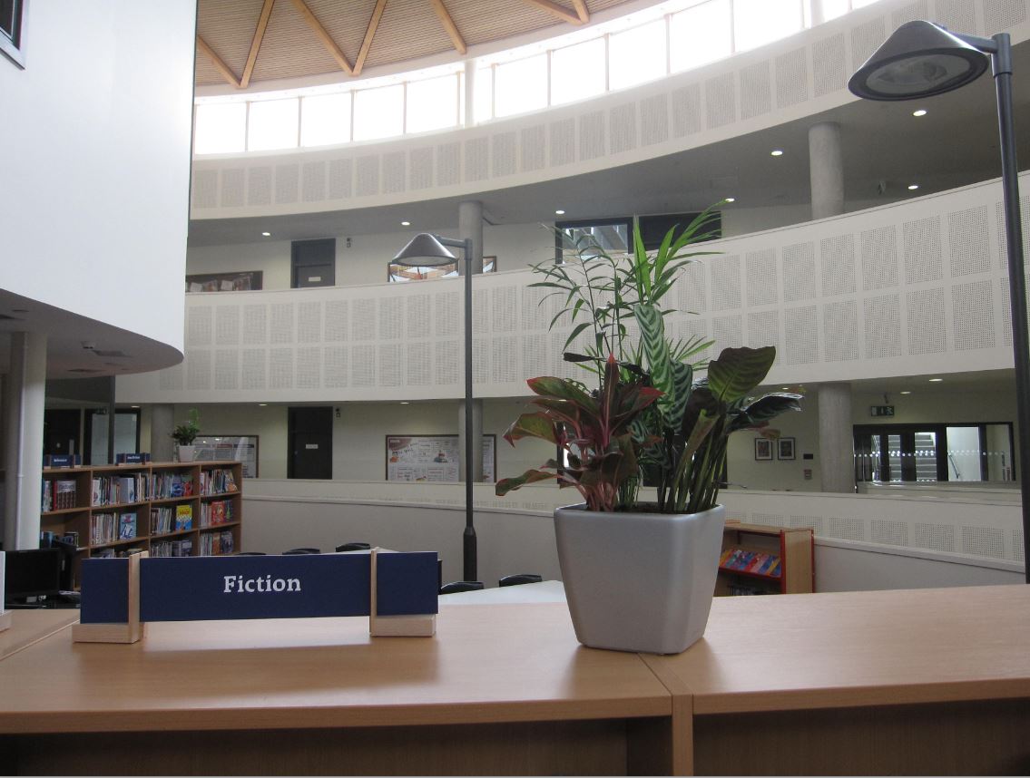 Telford School Library desk top plants