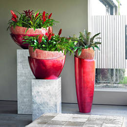 Stunning Red Pedestal Planters